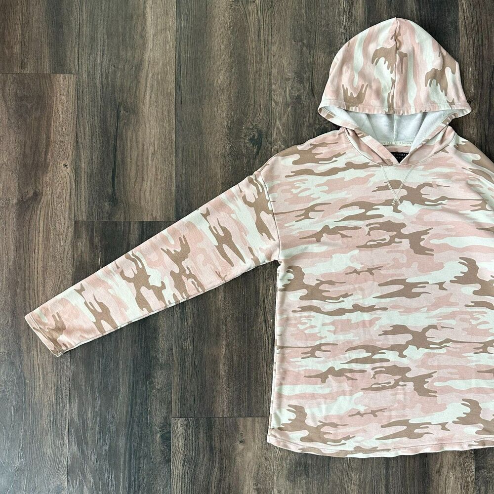 Sanctuary Pink Camo Hoodie Sweater Long Sleeve Shirt Oversized Lightweight Small - Picture 3 of 5